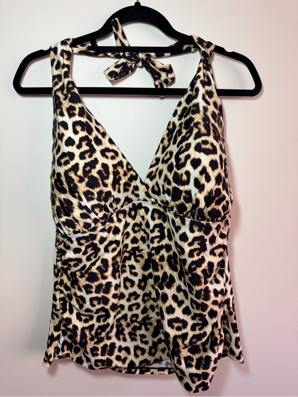 NWT Hilor Plus Size Brown Leopard Tankini Lightly Padded Top  Size 18 2X